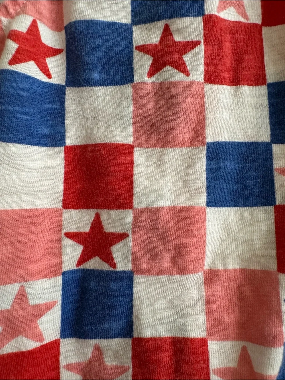 SIIX Pink, Red, White & Blue Star Check Baby Romper